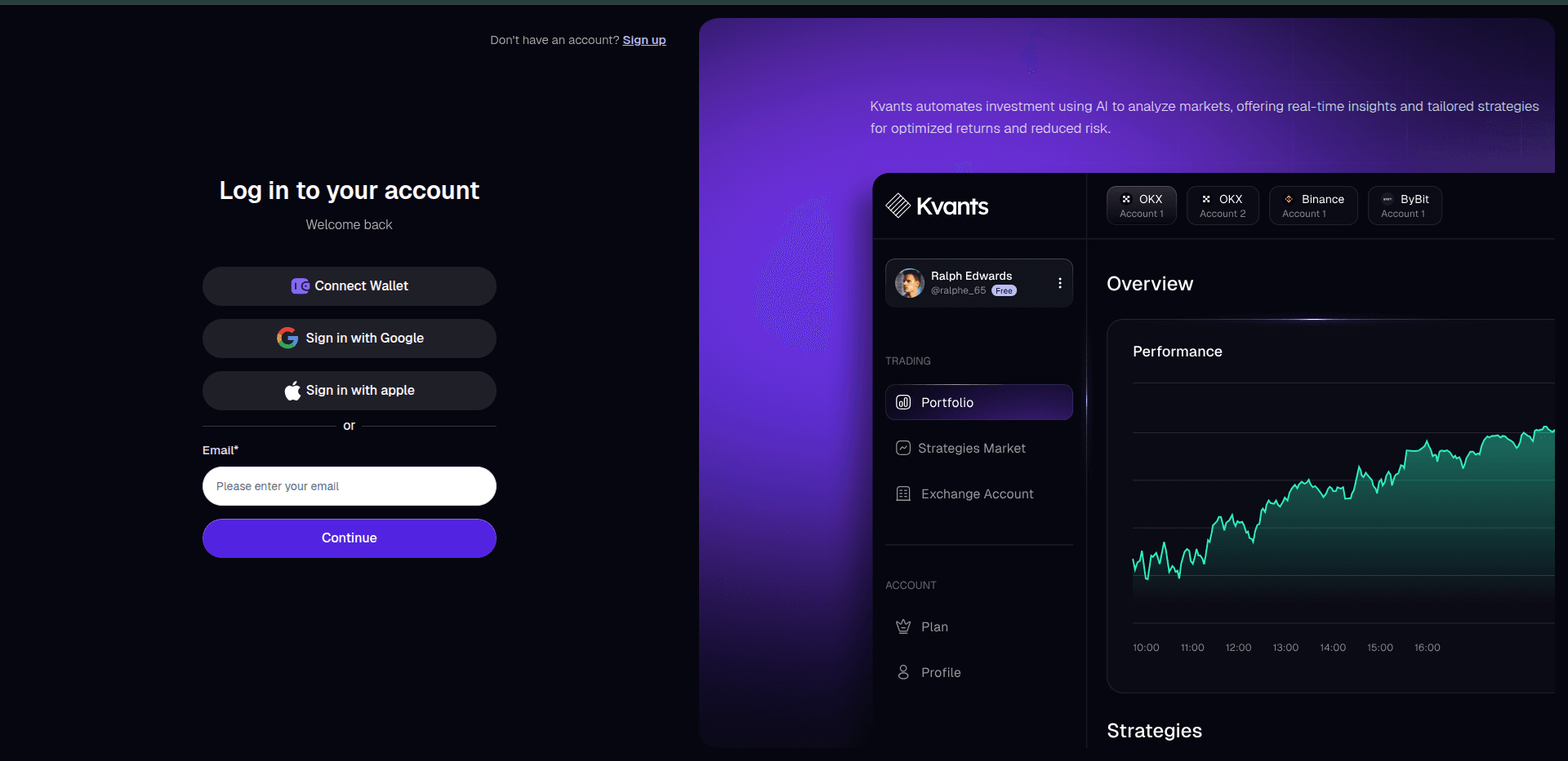 Real-time trading SaaS platform screenshot